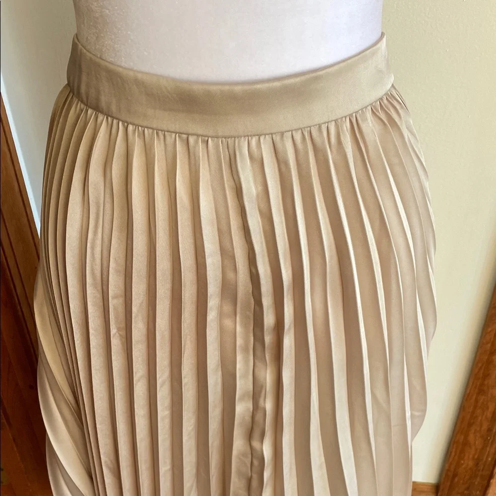 J. CREW Gwyneth Pleated Midi Slip Elastic Waist Band Skirt Champage Medium